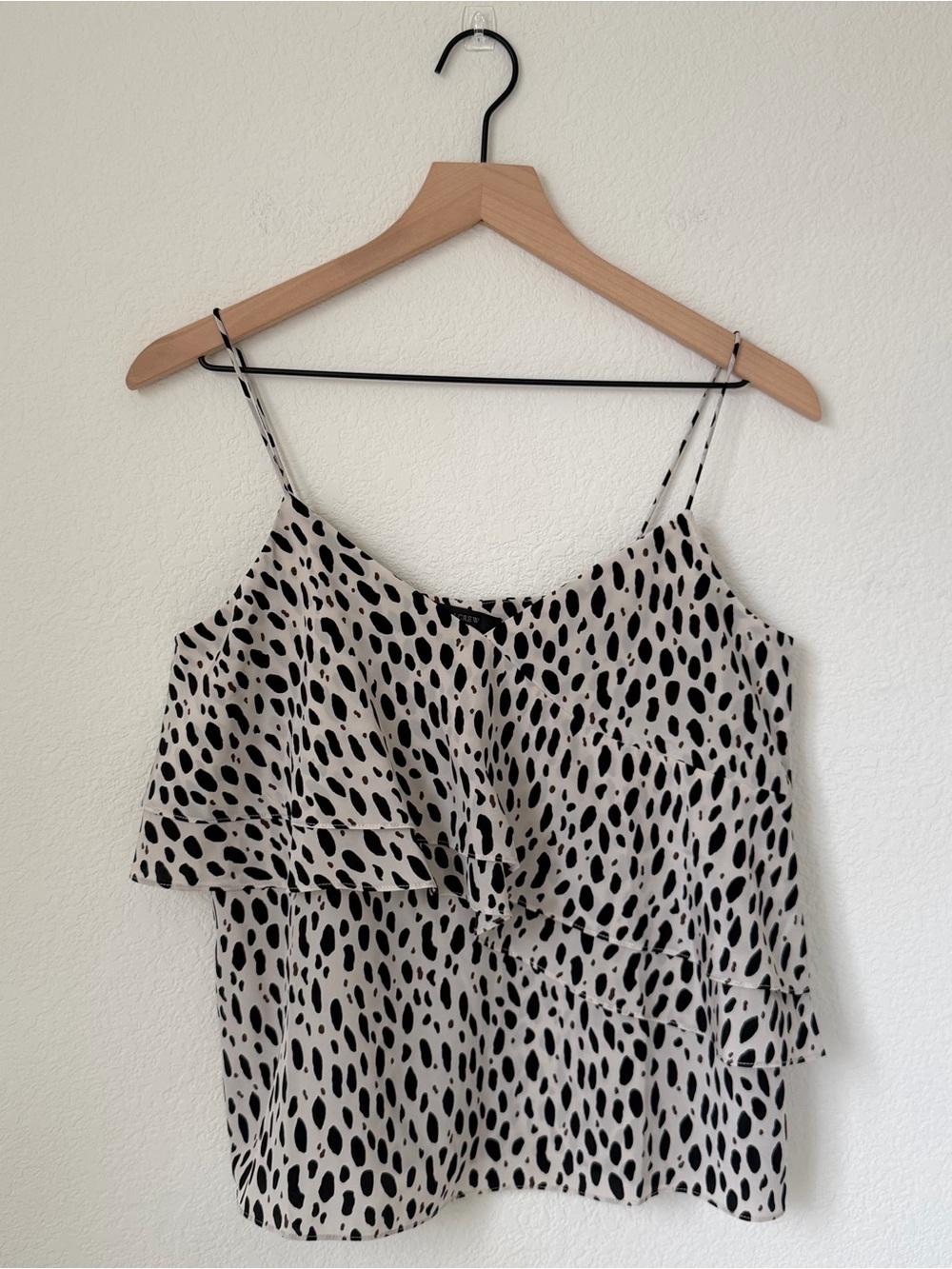 J. Crew Ruffle Cami Tank Top Blouse Leopard Print Size 2 - Picture 10 of 13